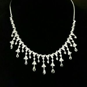 Solid 925 Sterling & Pale Blue Topaz Necklace